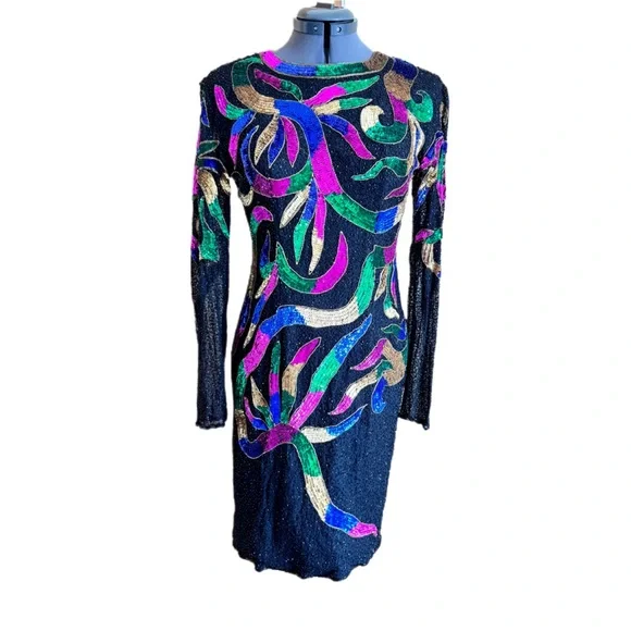 Vintage Colorful Sequin Dress - Picture 9 of 10
